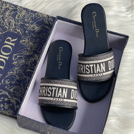 C Dior Fabric Slides