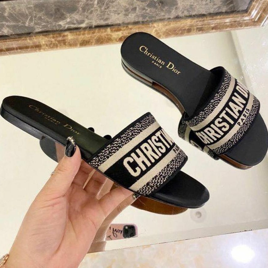 C Dior Fabric Slides