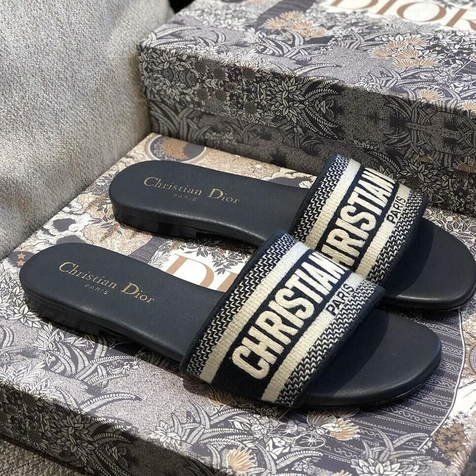 C Dior Fabric Slides